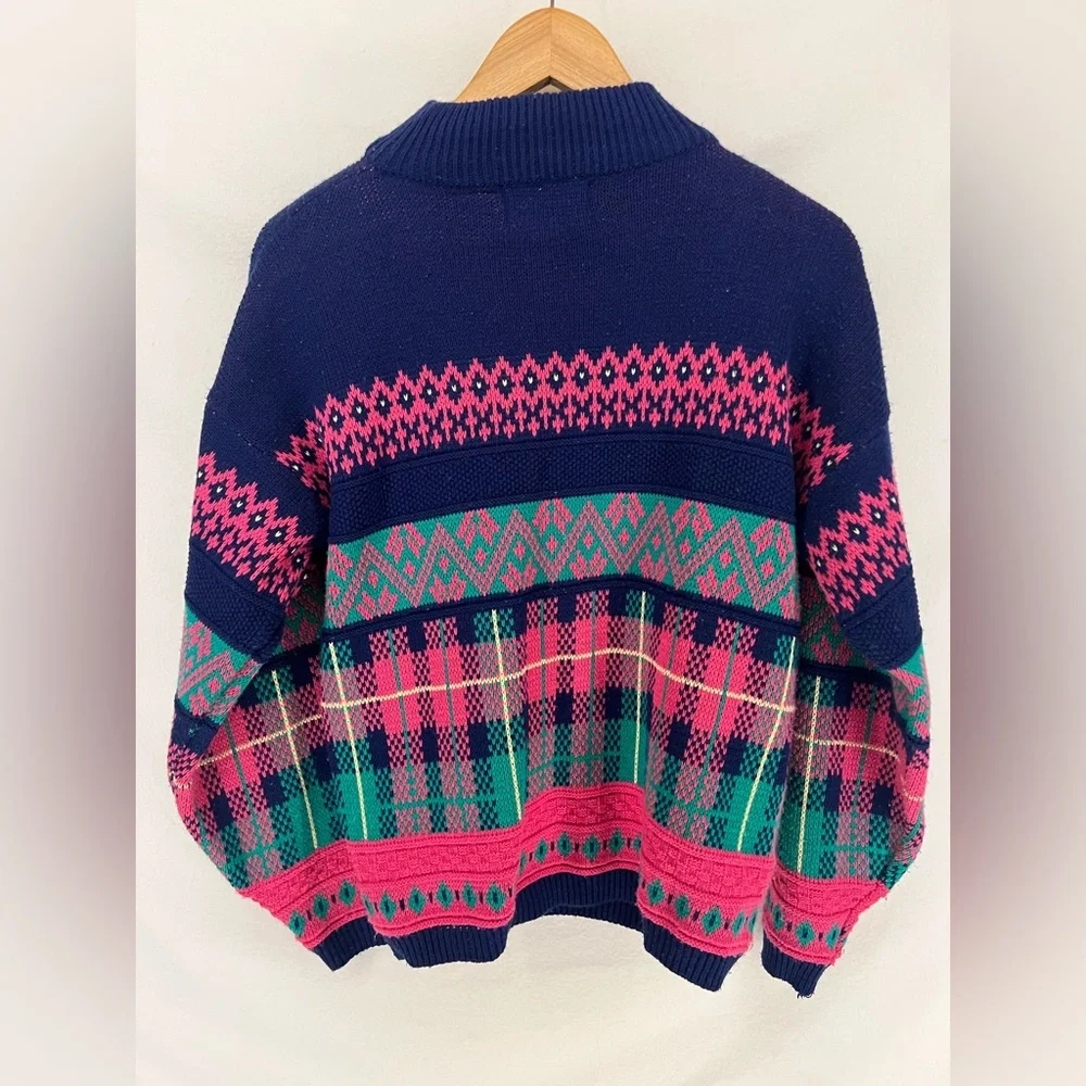 Vintage Rainbow Ridge Women’s Colorful Abstract Knit Pullover Sweater Size M - Picture 2 of 7